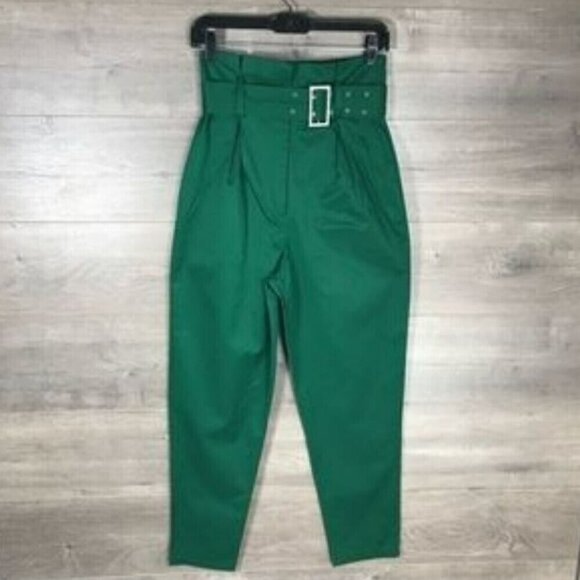 H&M High Waist Green Pants Size 8 NWT - Picture 1 of 4